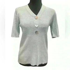 Prich Women’s Two Knit Ribbed Tops Blue And White